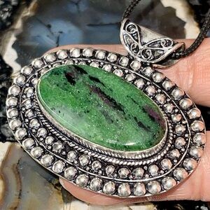 Ruby Zoisite Pendant 1 7/8”x2”